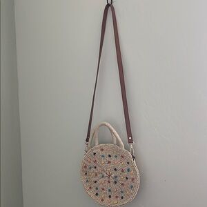 Multicolor Woven Round Crossbody Bag